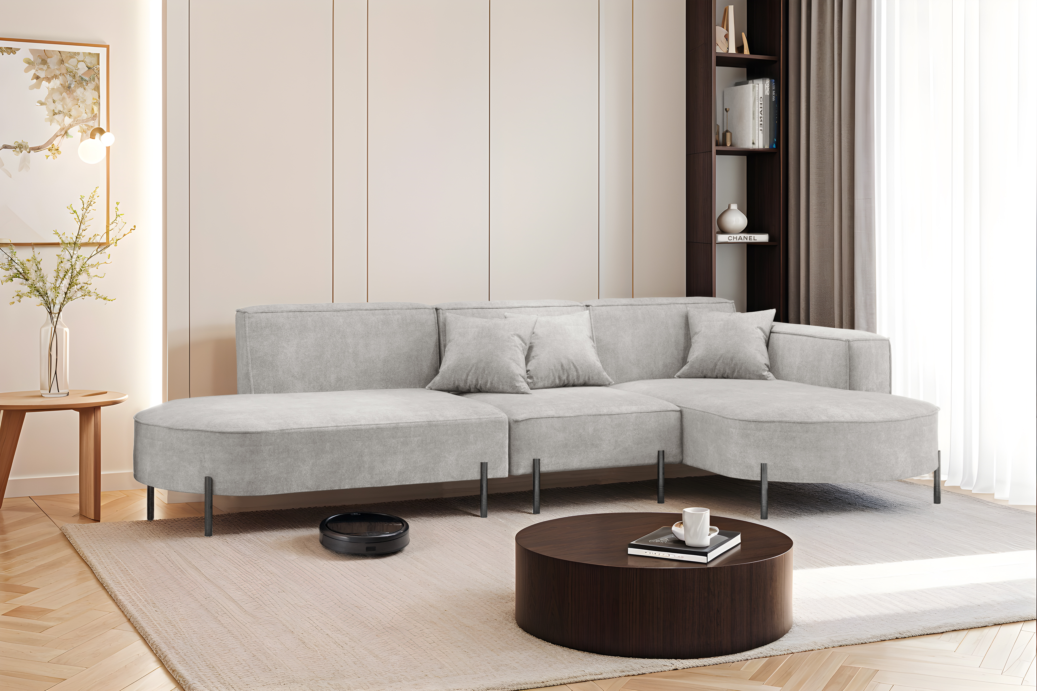 Parma L Hills Ecksofa L-Form Noel 14 Hellgrau